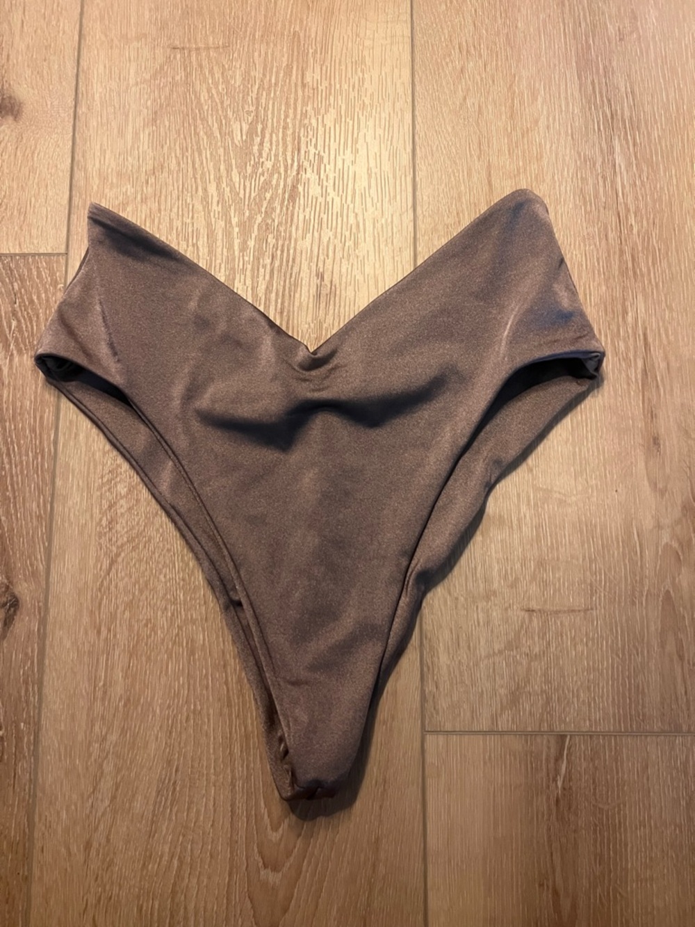 Skatie Brown V-Front High-Cut Bikini Bottom